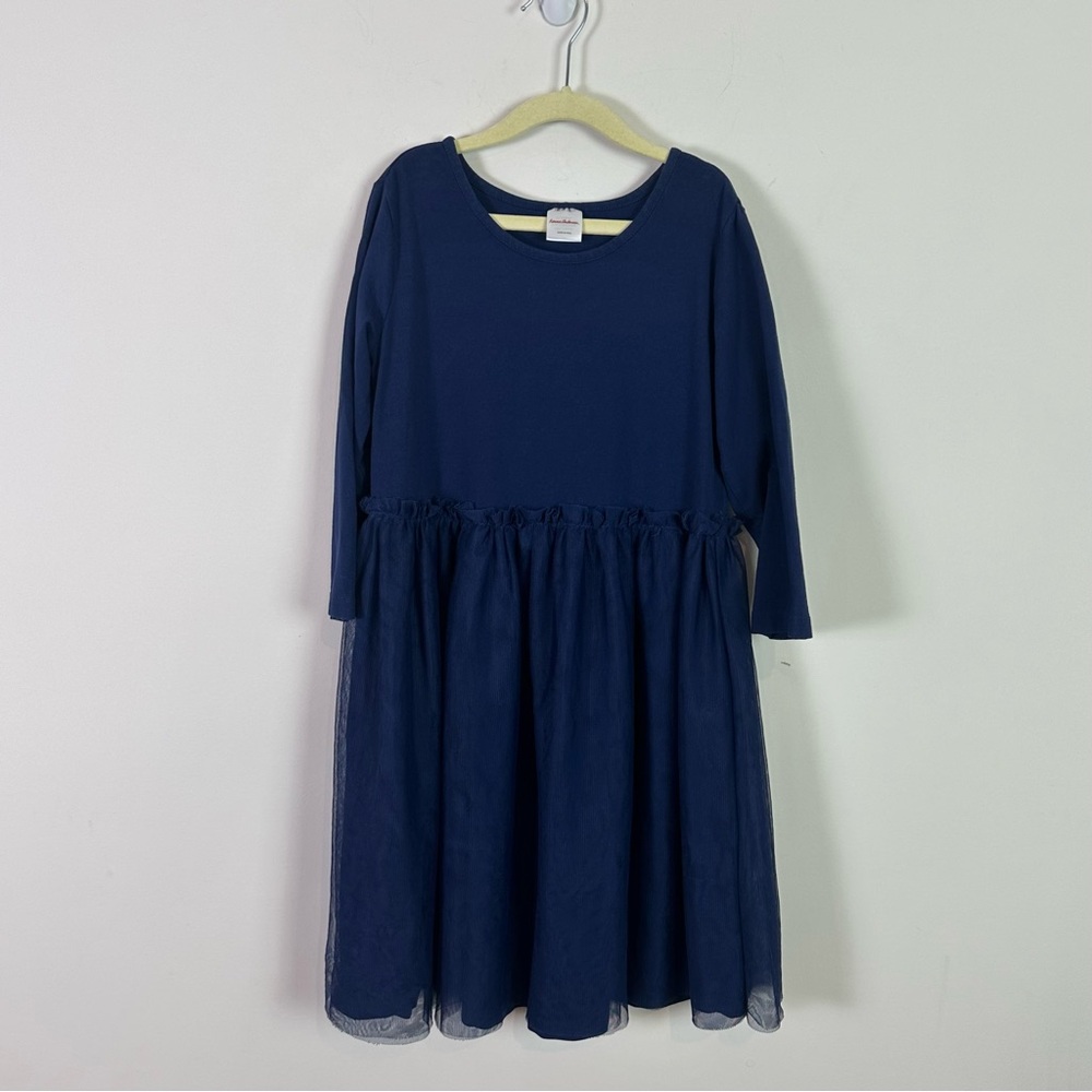 Hanna Andersson Girls Navy Blue Long Sleeve Tulle Dress Size 10 School Church